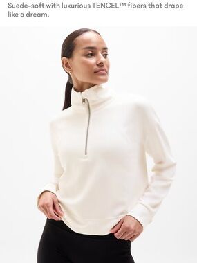 Athleta Seasoft Quarter Zip Pullover in White